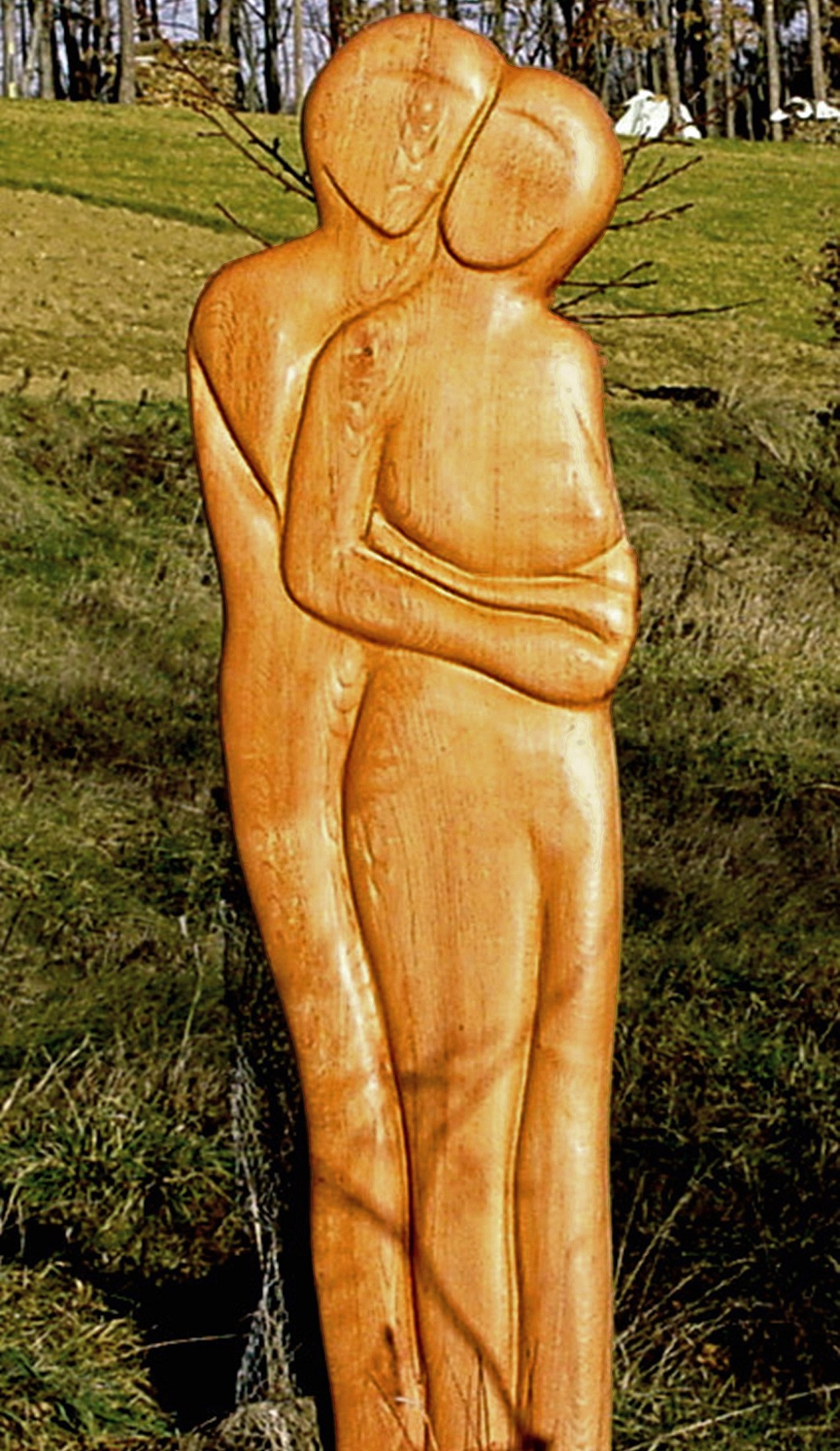 Paar zärtlich - Holzskulptur-Archiv von Skulpturenwald Hans-Ulrich Wartenweiler - Holzobjekte, Holzfiguren, Holzdesign
